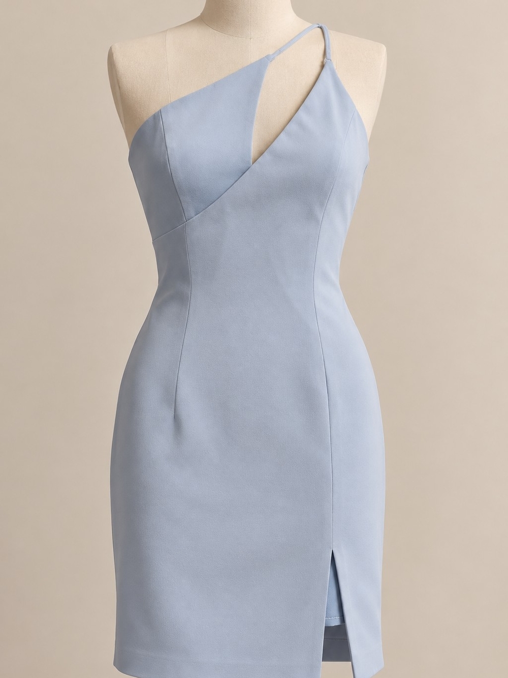 BCBGMaxAzria Powder Blue Asymmetric One-Shoulder Sheath Dress
